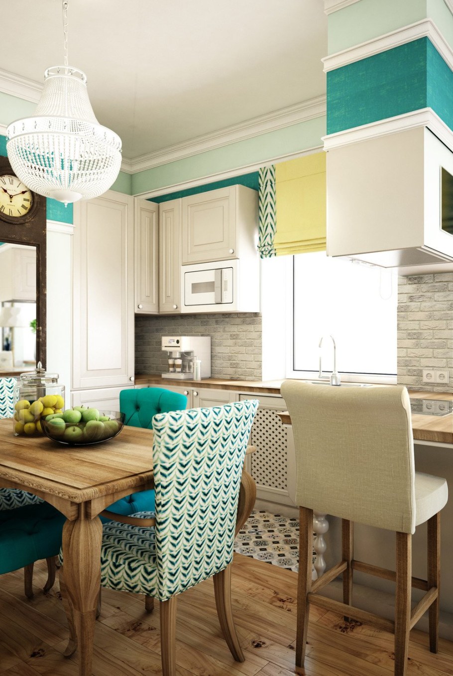 Бирюзовая кухня в интерьере