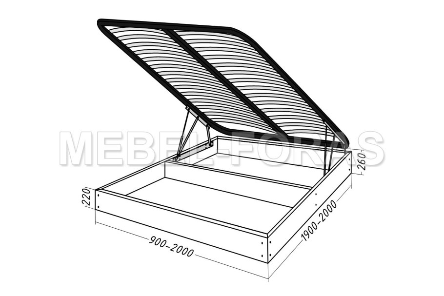 Кровать 1600 2000 с подъемным механизмом чертеж