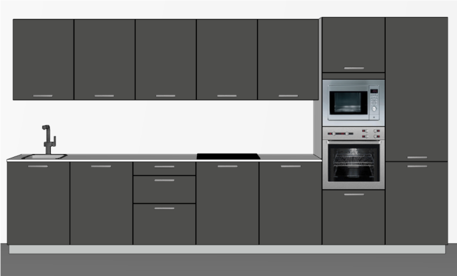 Кухня прямая 4 метра с холодильником