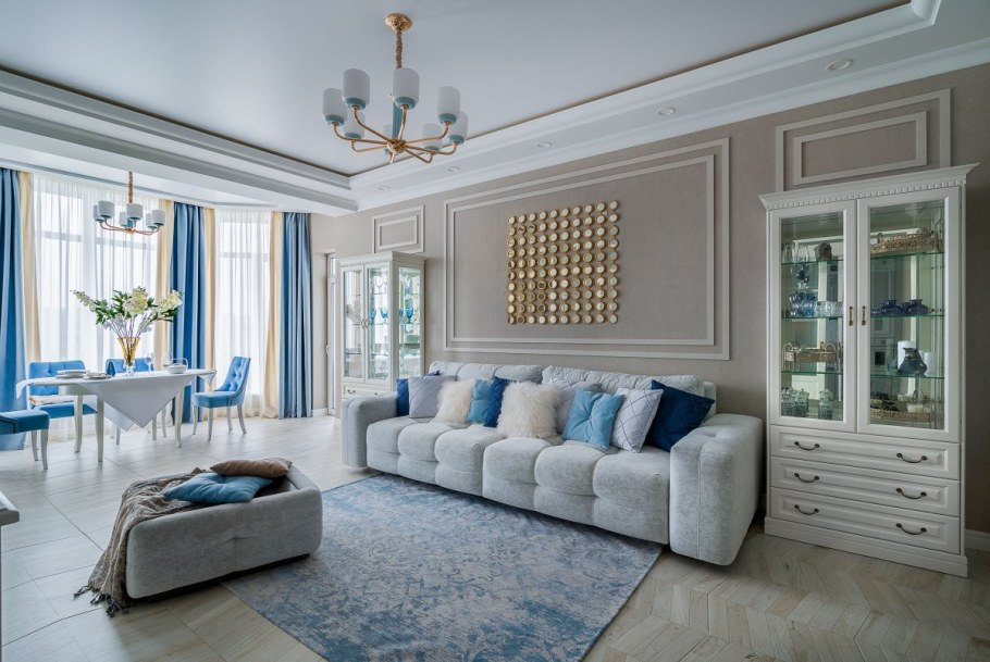 Гостиная в голубых тонах