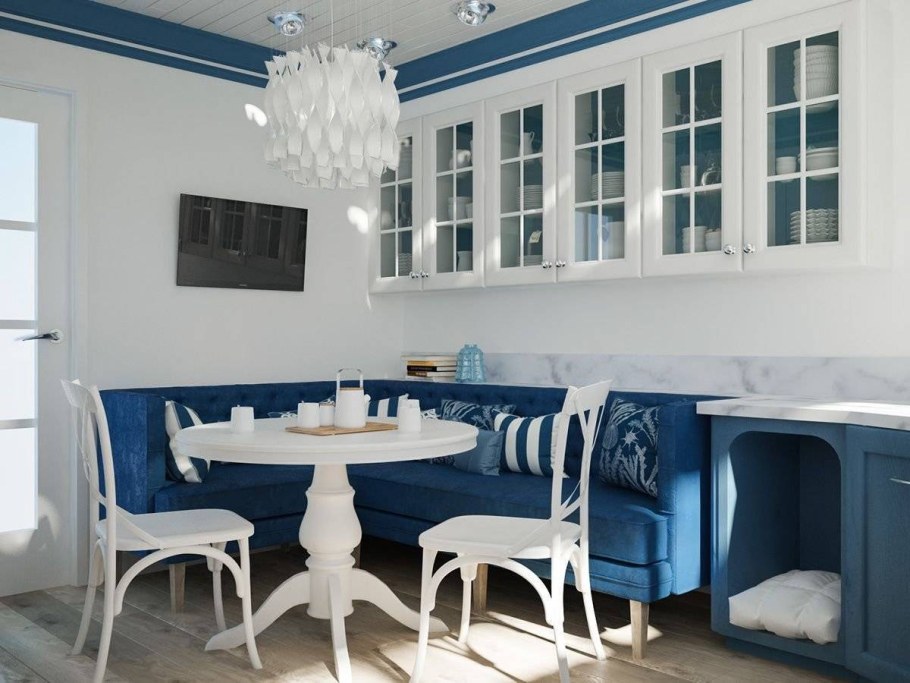 Кухня в бело синем стиле