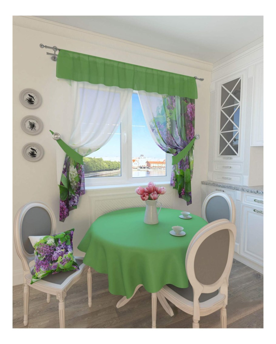 Зеленые шторы на кухню
