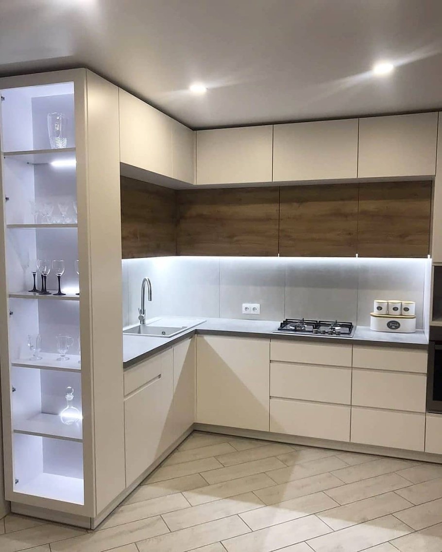 Двухъярусная кухня угловая