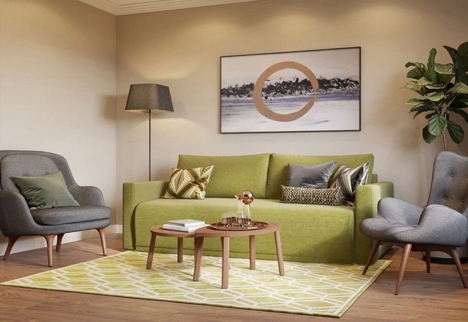 Диван из рогожки в интерьере