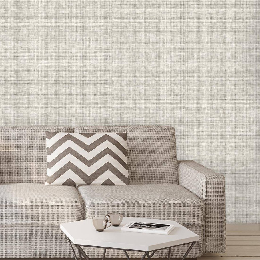 Обои рогожка в интерьере гостиной