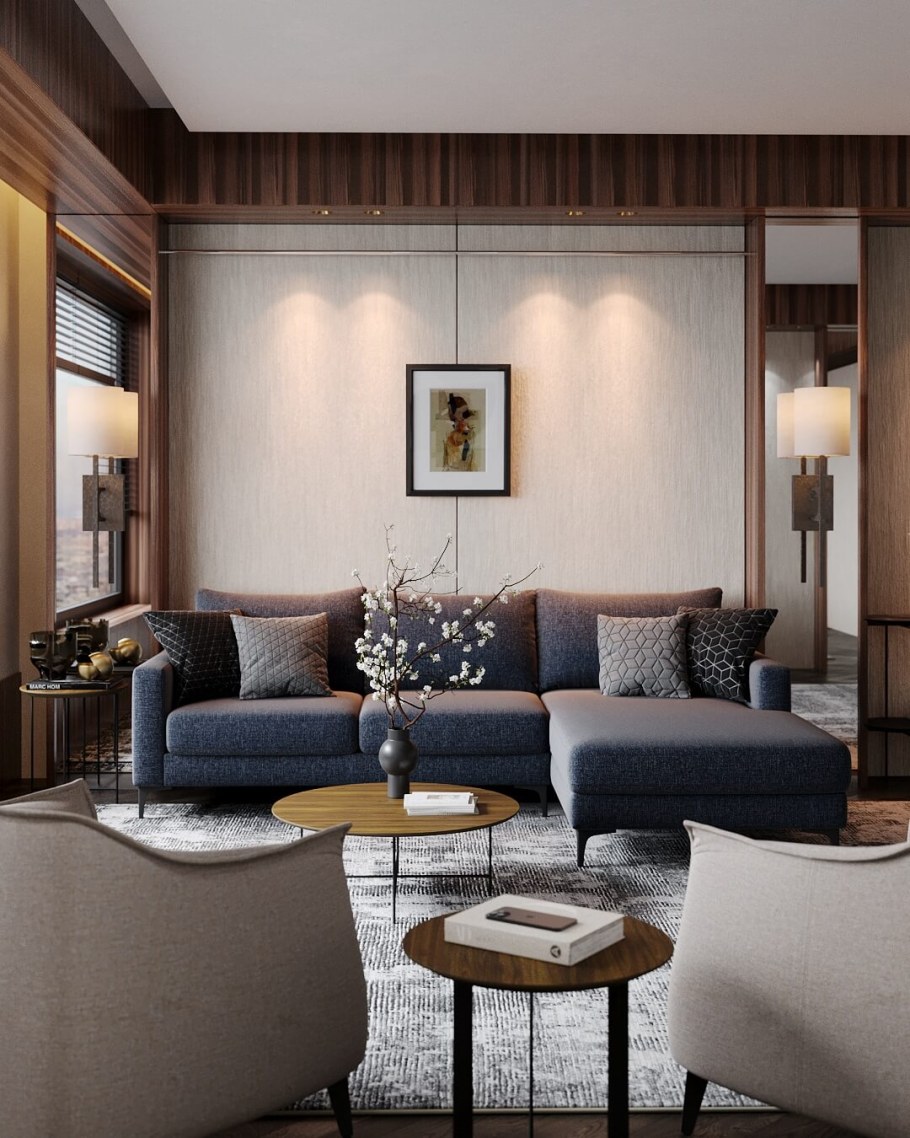 Современный дизайн рабочий стол в гостиной фото