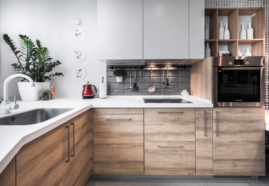 Кухня икеа с деревянной столешницей