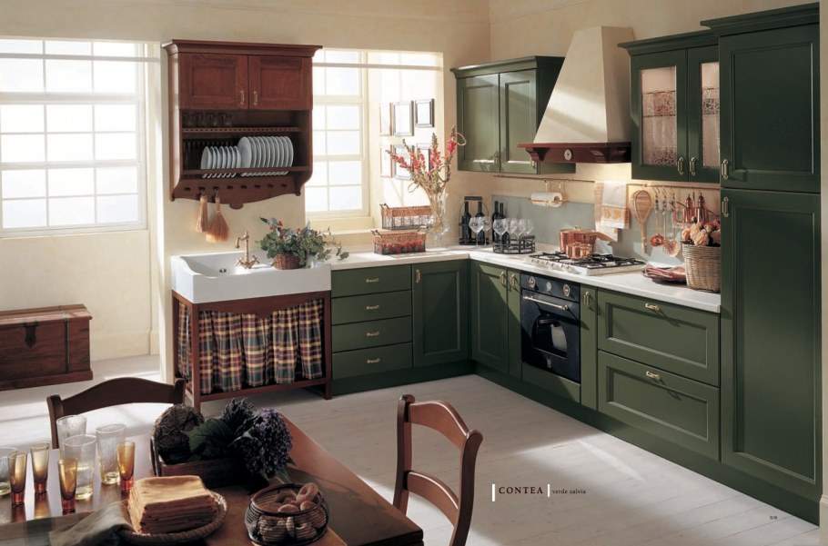 Кухни болотного цвета классика