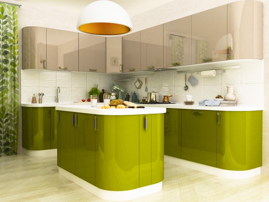 Кухня оливкового цвета