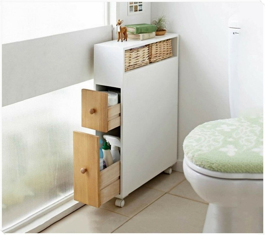 Узкая тумбочка в ванную