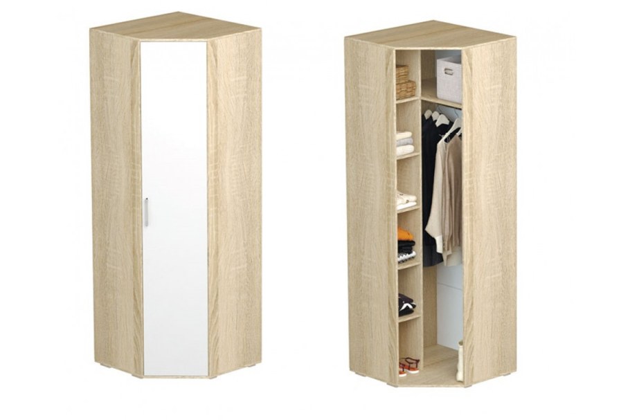 Белладжио шкаф угловой ШК-01, сонома/белый глянец (БТС)