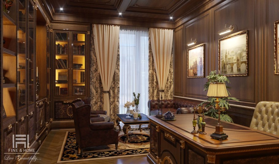 Роскошный интерьер кабинета