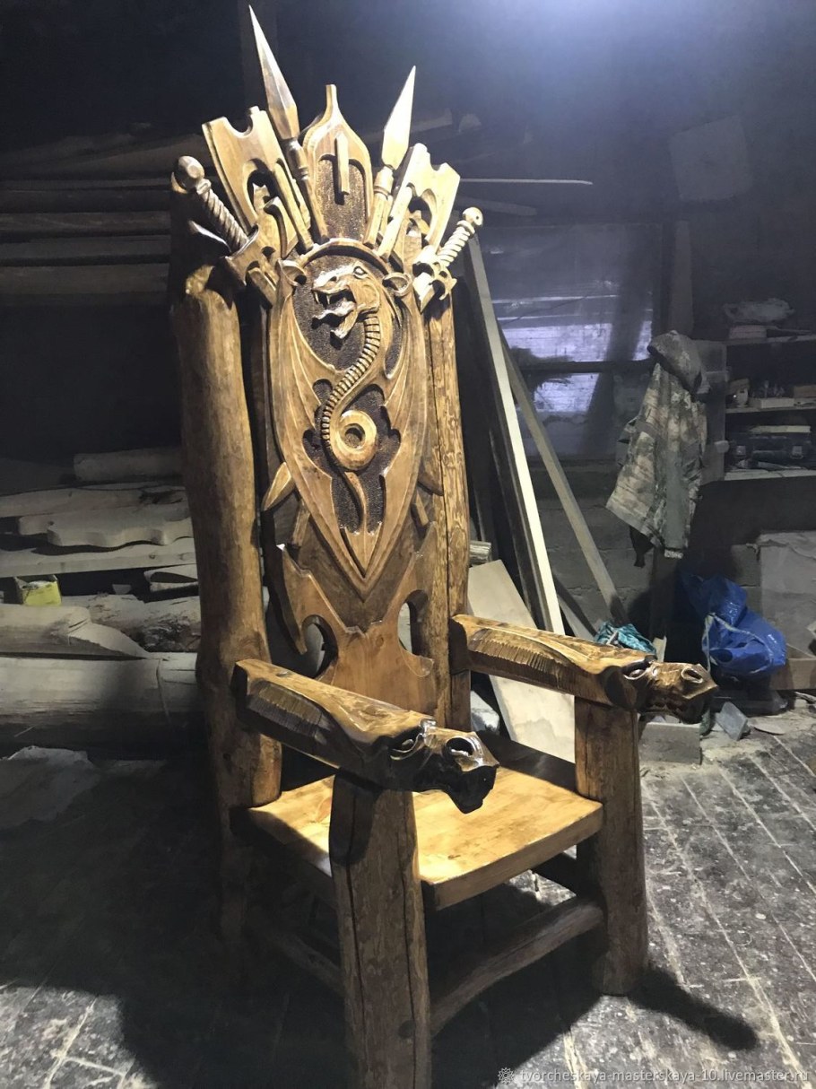 Трон ярла стул резьба