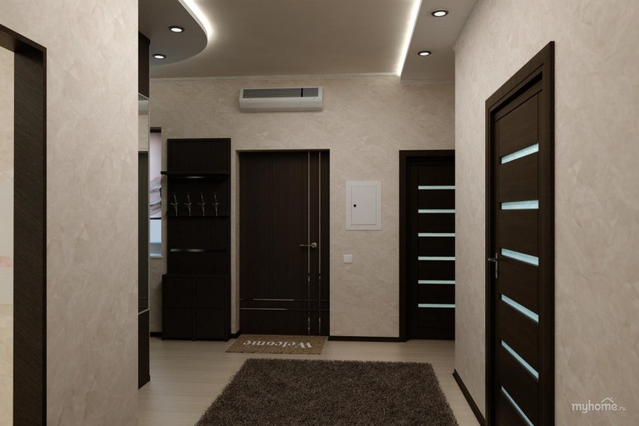 Прихожая с темными дверями