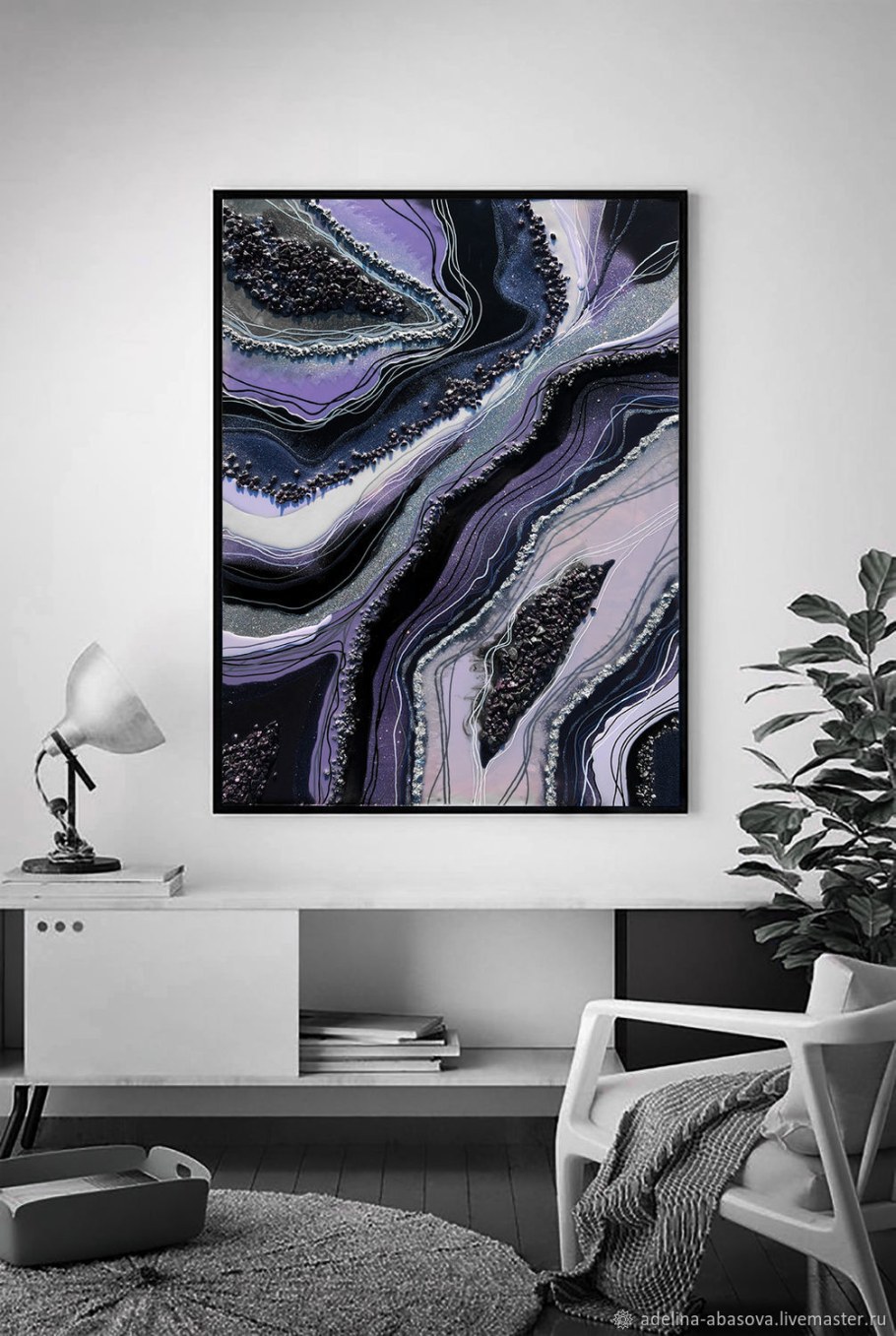Картины флюид арт в интерьере