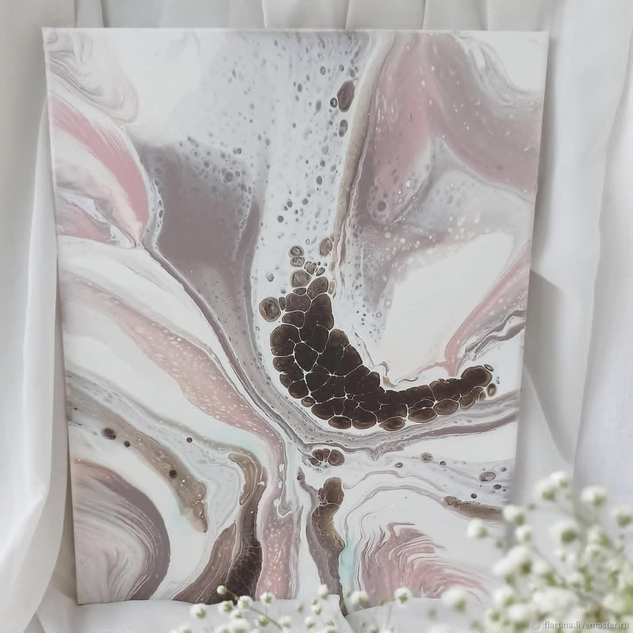 Интерьерная картина флюид арт в интерьере