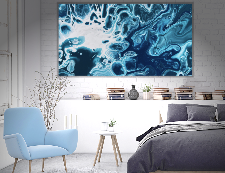 Флюид арт картины в интерьере большие