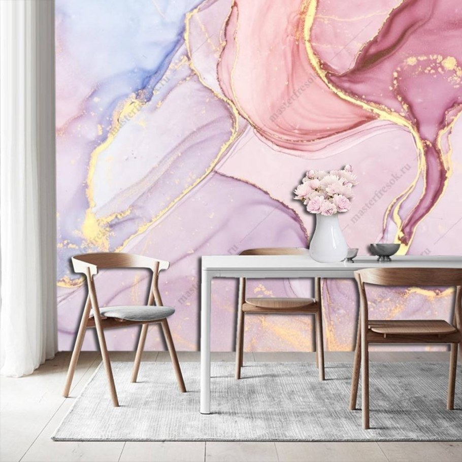 Фреска флюид арт в интерьере