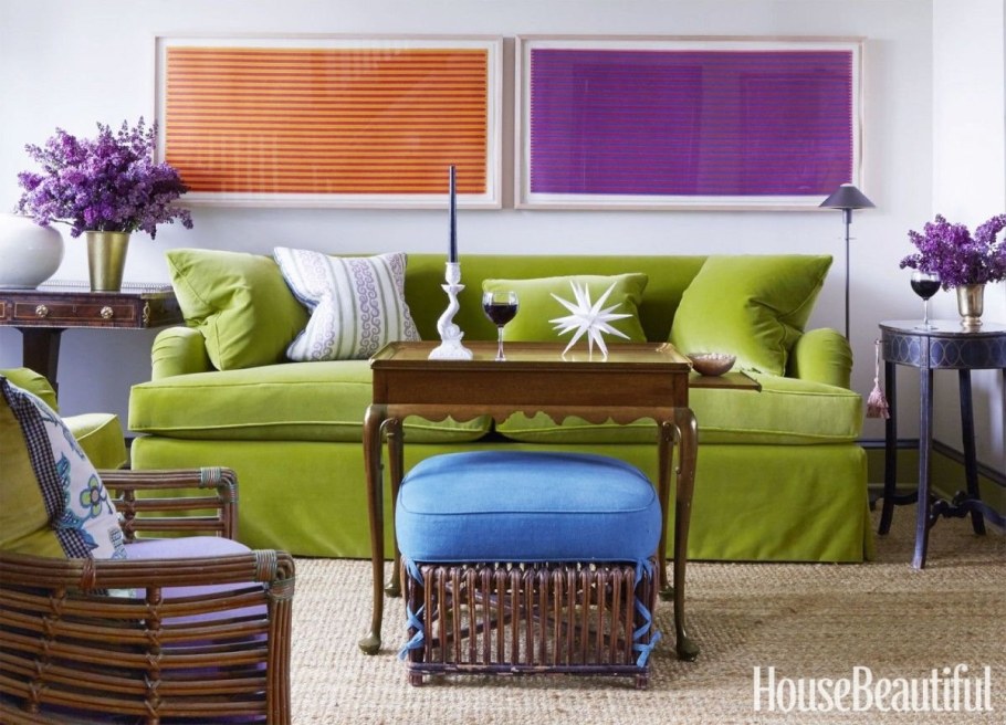 Сочетание цветов оранжевый и зеленый в интерьере