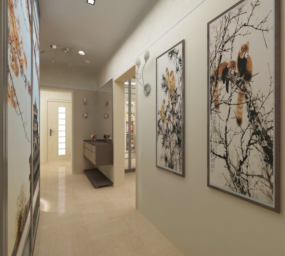 Панно в длинном узком коридоре