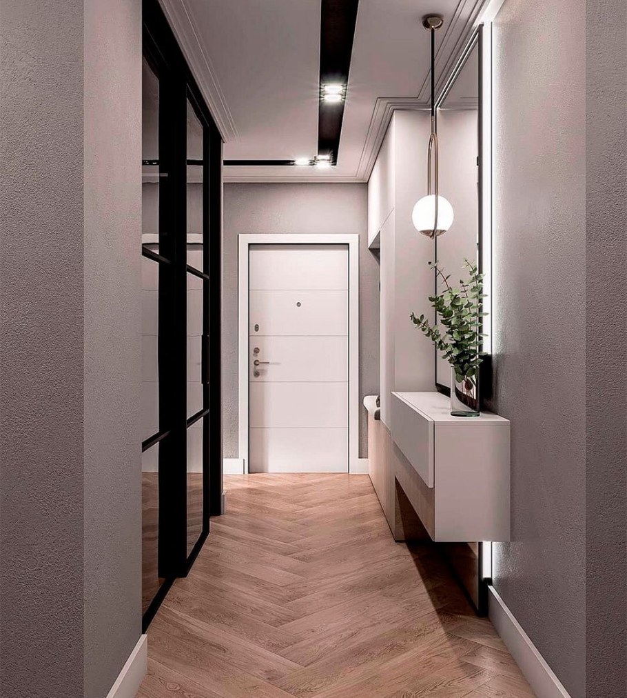 Интерьер узкой прихожей