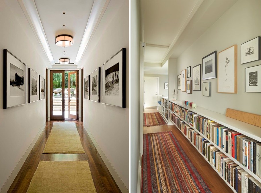 Длинный коридор с картинами