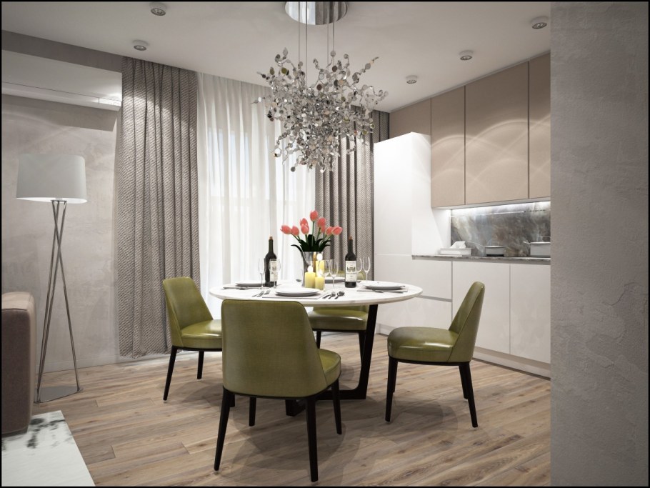 Шторы рогожка в интерьере кухни