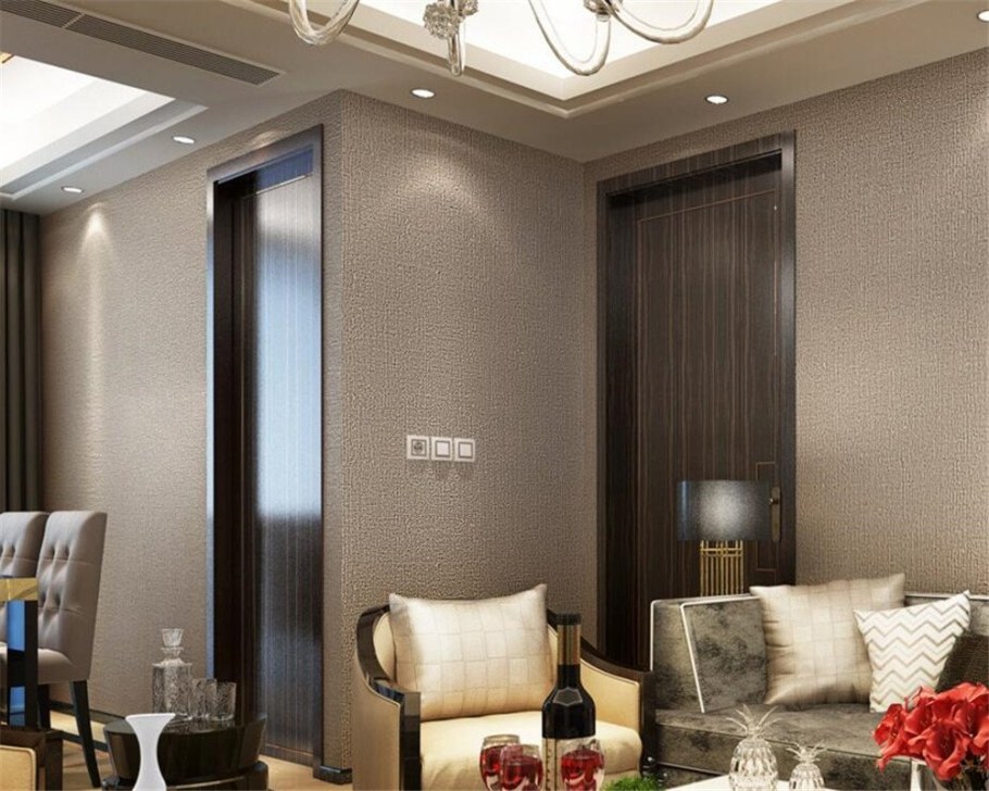 Обои рогожка в интерьере гостиной