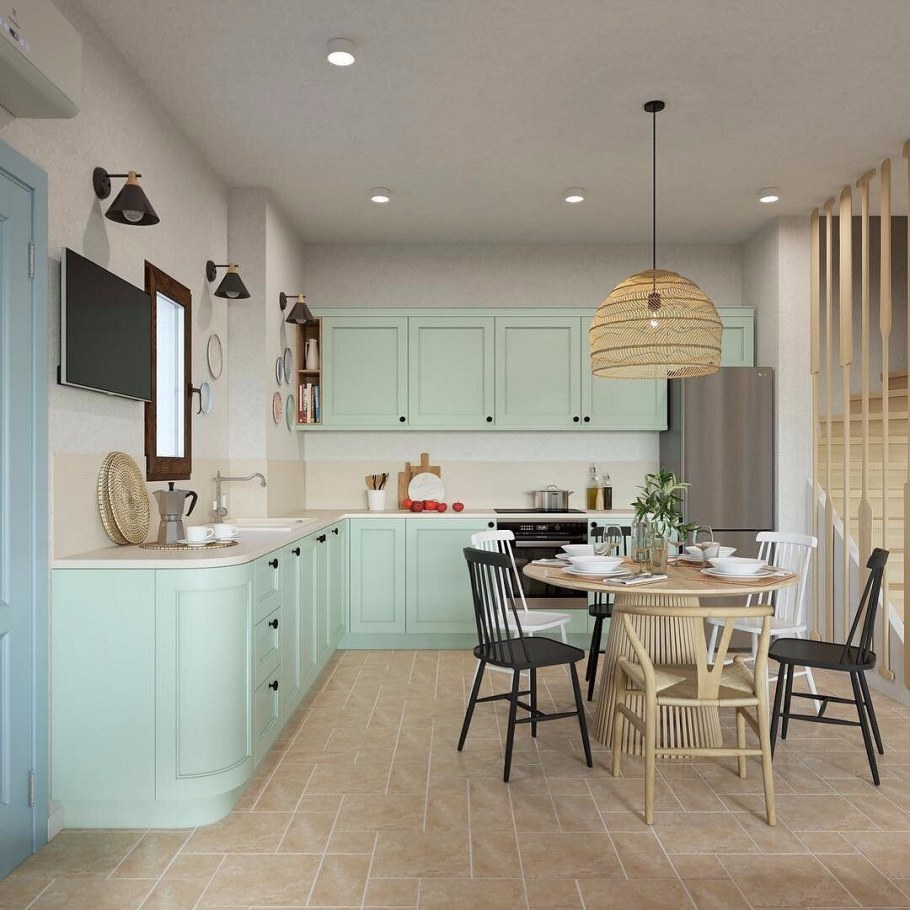 Кухня мятного цвета
