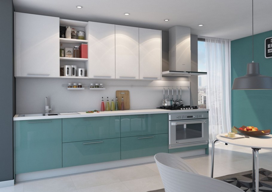 Современные кухни мятный цвет