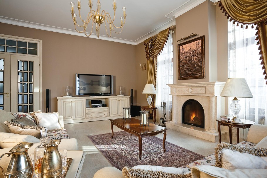 Угловой камин Неоклассика