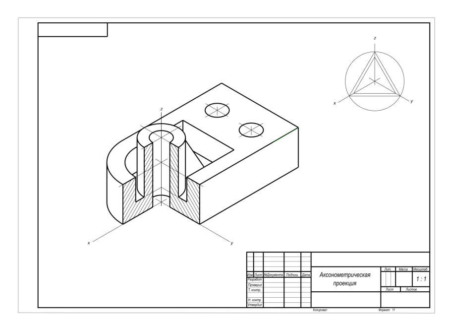 Разрез детали на чертеже