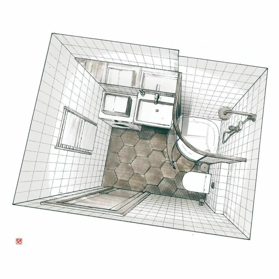 Ванная комната вид сверху