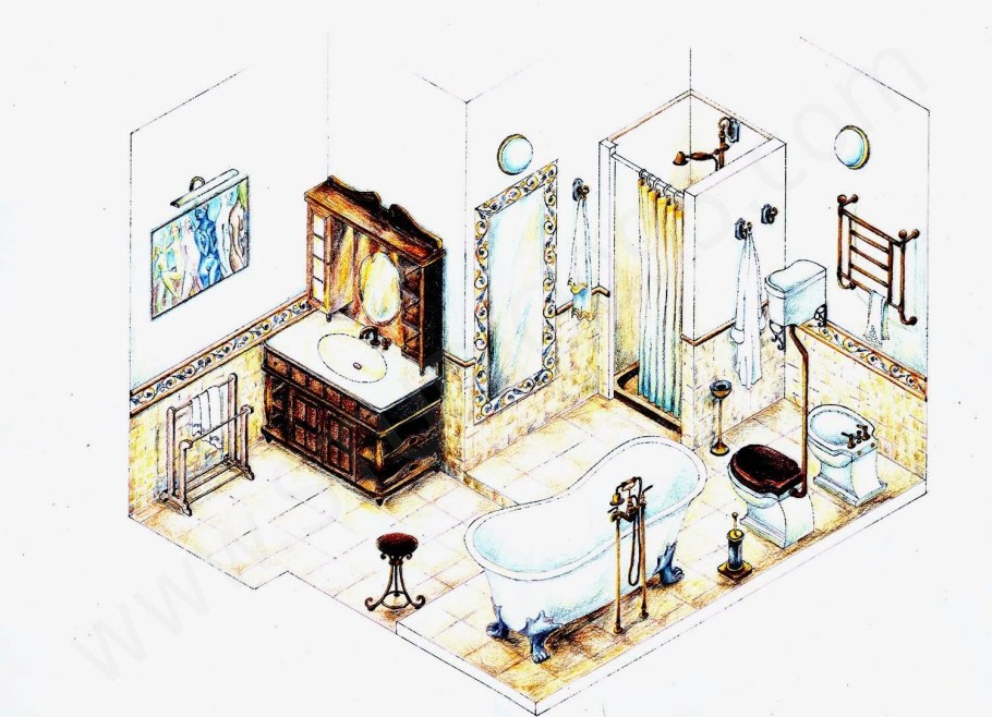 Ванная комната в аксонометрии