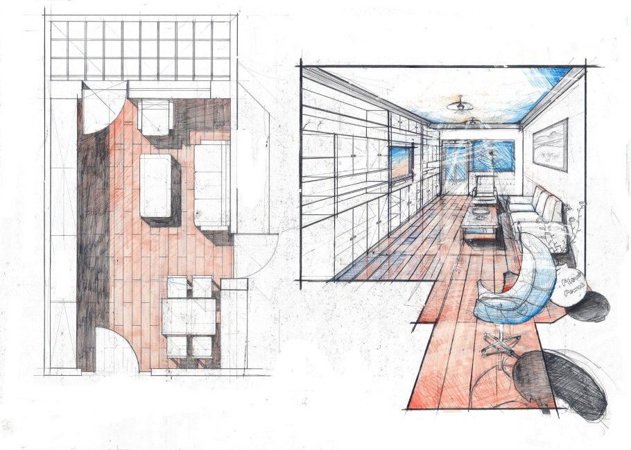 Перспектива интерьера Начертательная геометрия