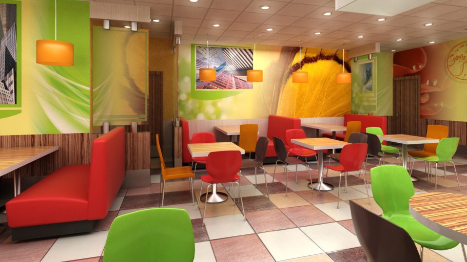 Красивый интерьер пиццерия