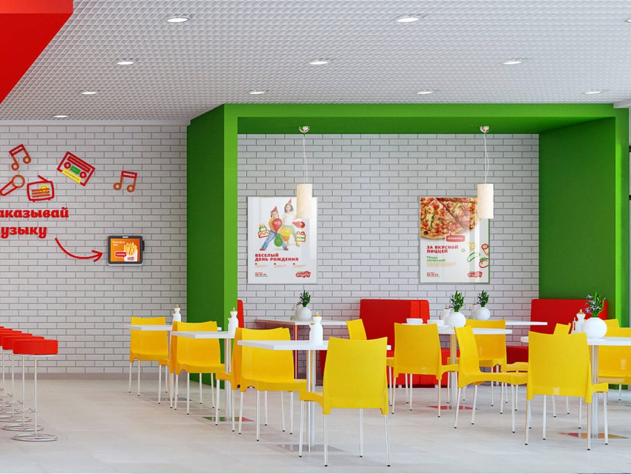 Интерьер мини пиццерий