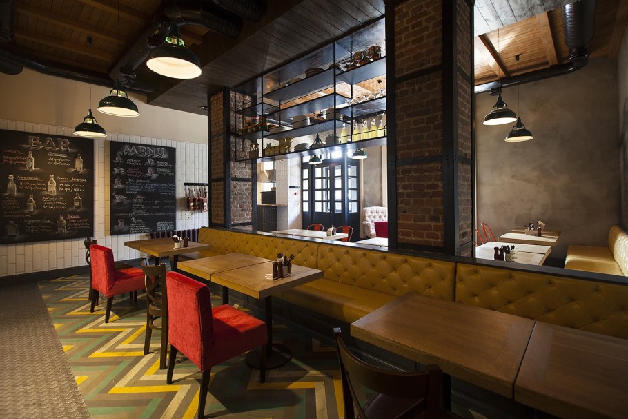 Интерьер кафе пиццерии лофт
