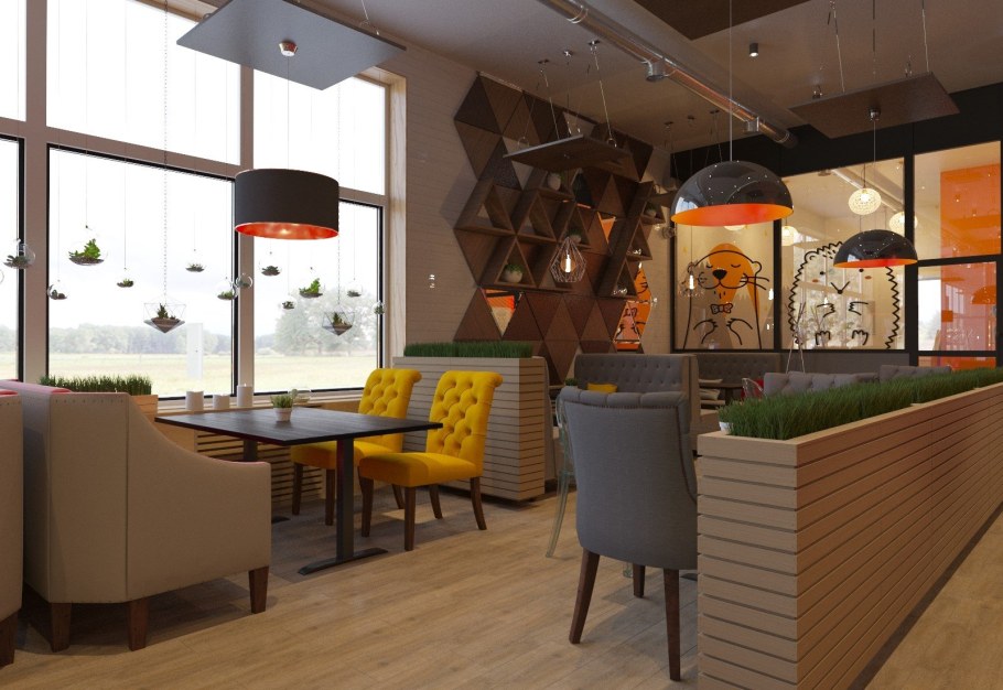 Интерьер мини пиццерий