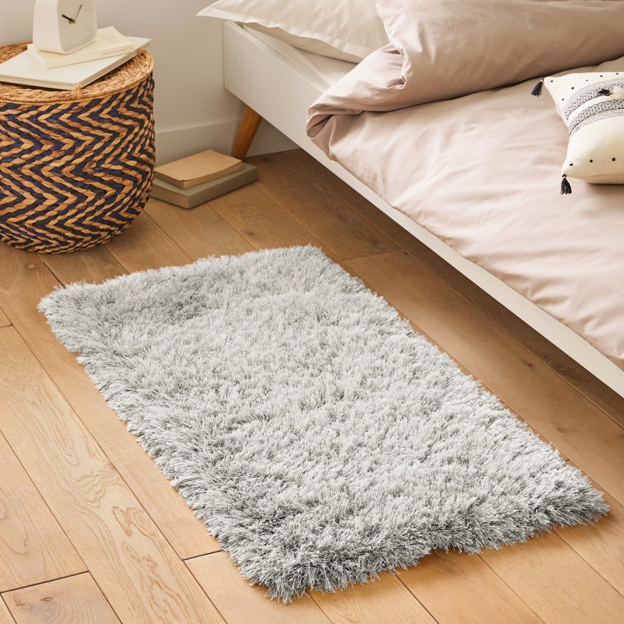 Коврик с ворсом предкроватный серый икея