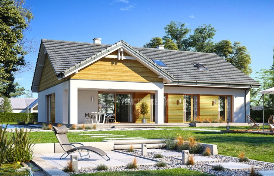 Одноэтажный дом 120кв с террасой проект