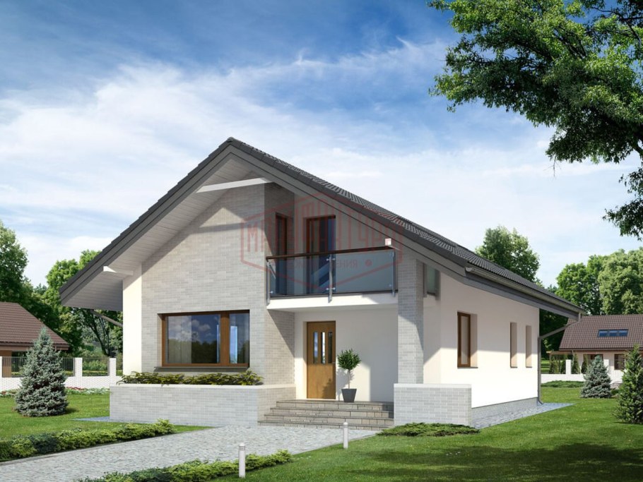 Дом 80 кв.м двухэтажный с мансардой из газобетона