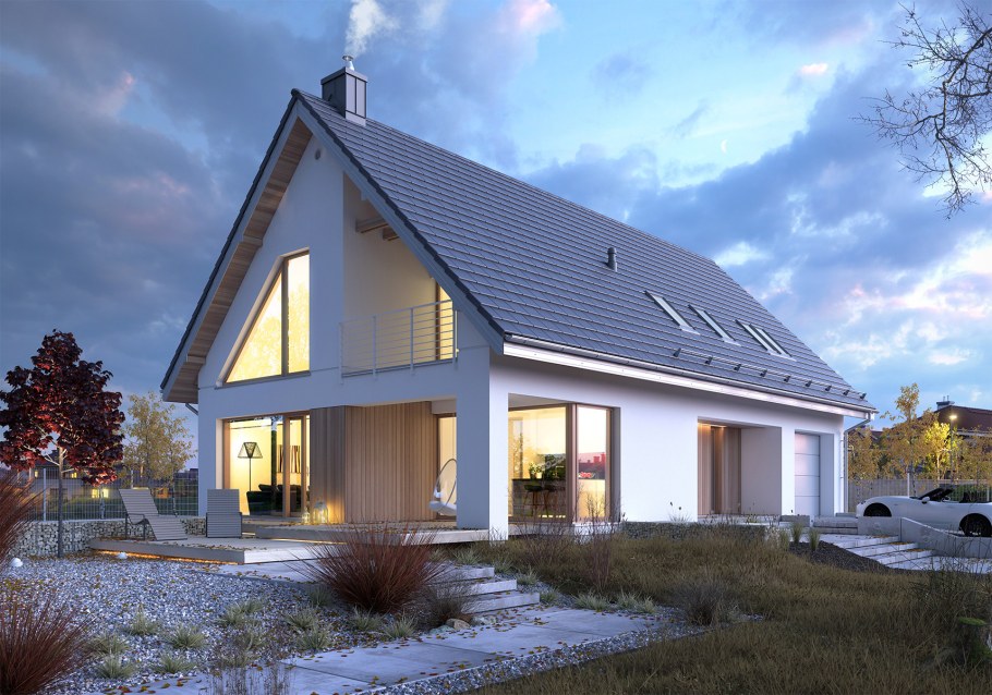 Дом из газоблока с мансардой двускатная крыша