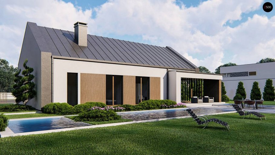 Одноэтажные дома с двускатной крышей