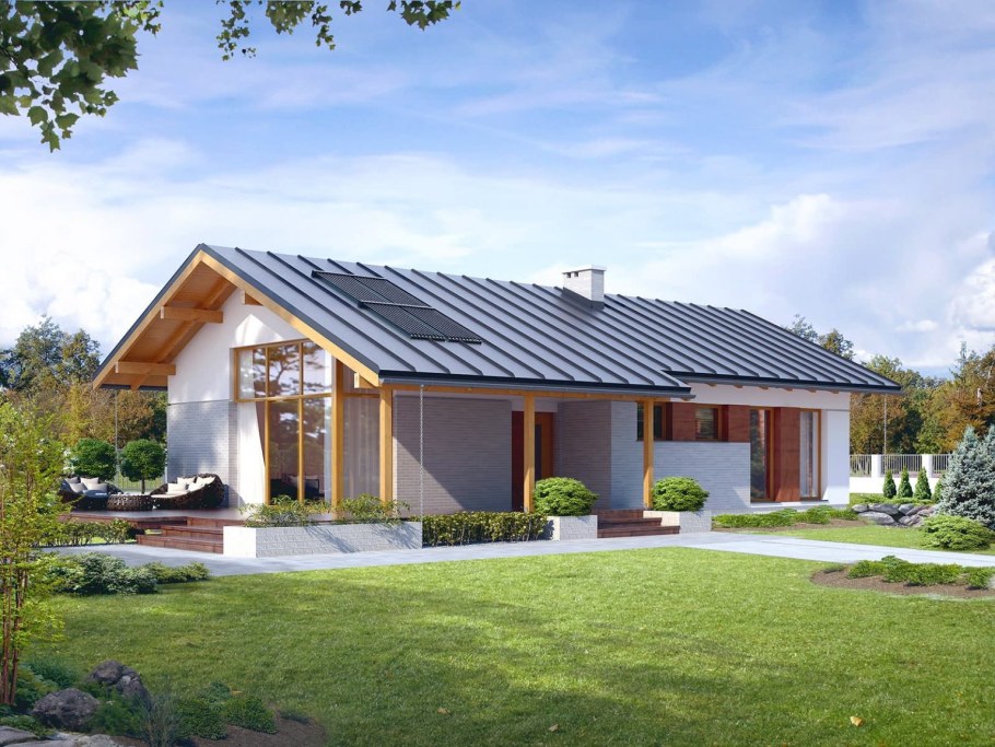 Одроэ ажный дом с двускатной крышей