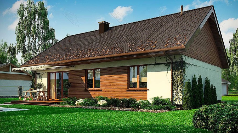 Фасады одноэтажных домов с двухскатной крышей