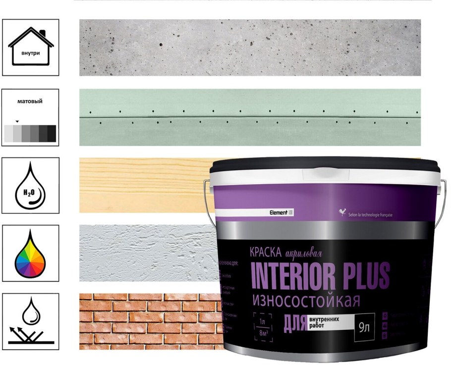 Краска акриловая интериор