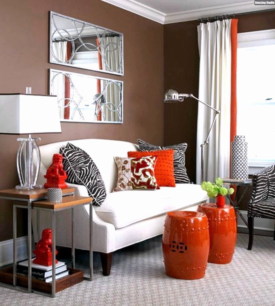 Гостиная в оранжевом цвете