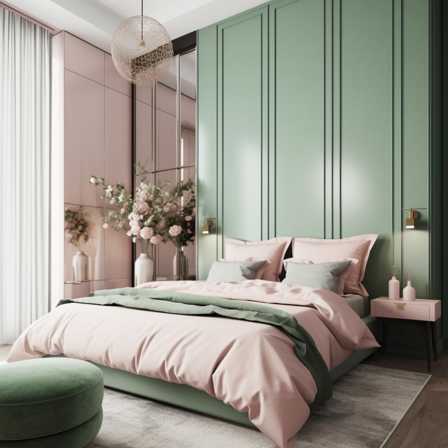 Бежевый с розовым в интерьере