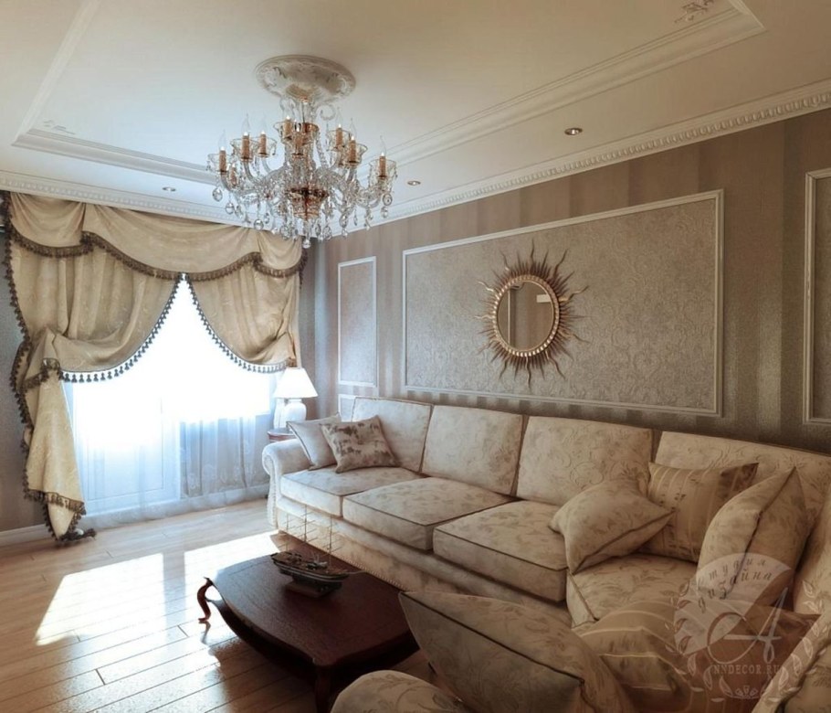Светлая гостиная в классическом стиле
